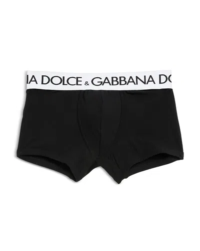 Dolce & Gabbana Cotton Blend Logo Waistband Boxer Briefs In Black