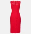 Dolce & Gabbana Calf-length Sheath Dress In Floral Cordonetto Lace In Burgundy