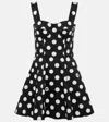 Dolce & Gabbana Black And White Corset Minidress With Polka-dots Print In Cotton Drill Woman In Black