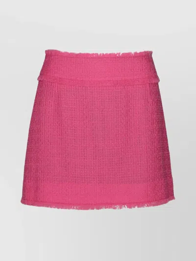 Dolce & Gabbana Cotton Blend Miniskirt Fringed Hem In Pink