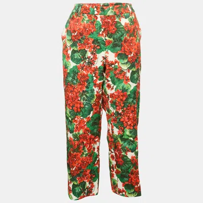 Pre-owned Dolce & Gabbana Cotton Blend Multicolor Floral Print Capri Pants Xl