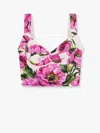 Dolce & Gabbana Pink Crop Top With All-over Printed Floral Motif In Cotton Blend Woman