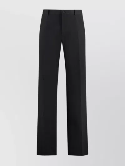 Dolce & Gabbana Cotton Blend Trousers With Pockets And Belt Loops In Black