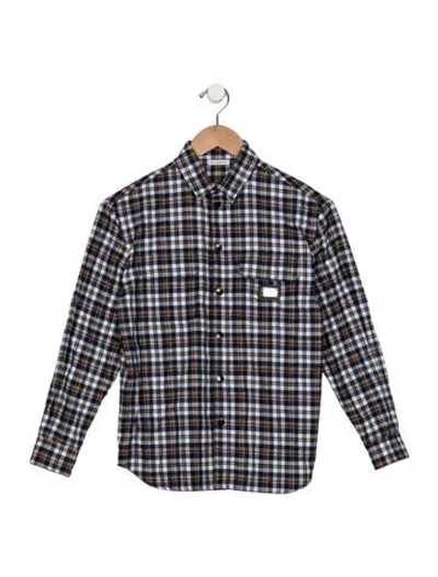 Pre-owned Dolce & Gabbana Kids' Cotton Blue And Multicolor Patterned Casual Long Sleeve Button Up Shirt With Snap Closure
