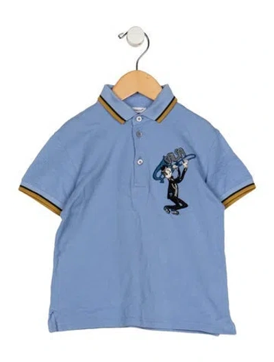 Pre-owned Dolce & Gabbana Babies' Cotton Blue And Multicolor Patterned Casual Polo Shirt