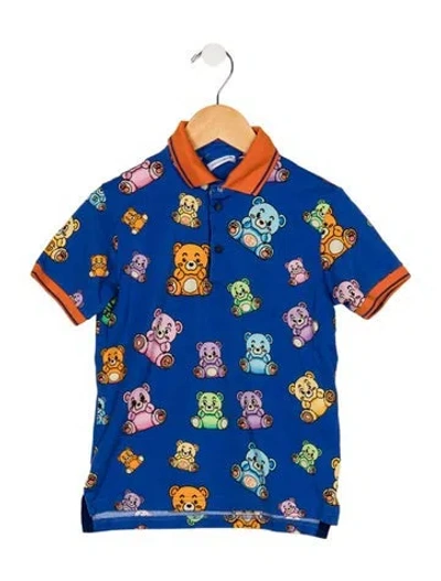 Pre-owned Dolce & Gabbana Babies' Cotton Blue And Multicolor Patterned Short Sleeve Polo Shirt