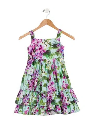 Pre-owned Dolce & Gabbana Babies' Cotton Blue And Multicolor Patterned Sleeveless Dress