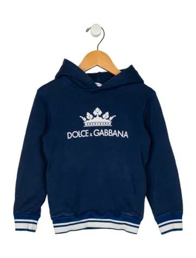 Pre-owned Dolce & Gabbana Babies' Cotton Blue And White Patterned Casual Jacket With Hood In Multi