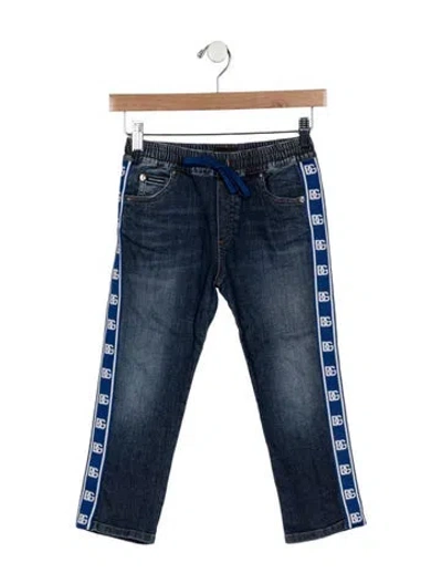 Pre-owned Dolce & Gabbana Babies' Cotton Blue Denim Pants With Elastic Waist And Drawstring Closure