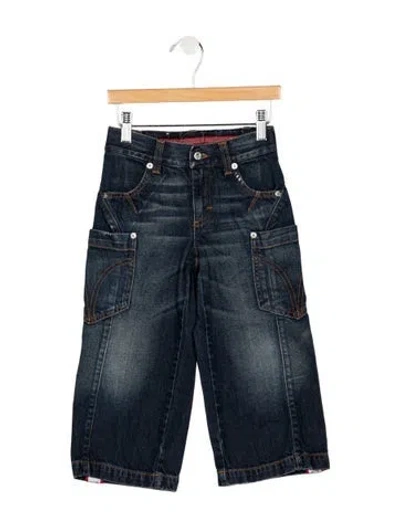 Pre-owned Dolce & Gabbana Babies' Cotton Blue Pants With Button And Zip Closure