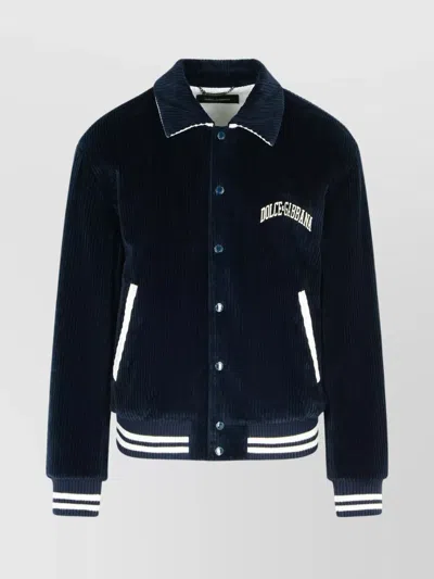 DOLCE & GABBANA COTTON BOMBER JACKET RIBBED CUFFS