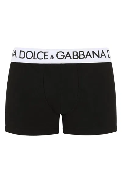 Dolce & Gabbana Cotton Boxer Briefs With Logo Band In Nero