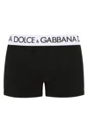Dolce & Gabbana Cotton Blend Logo Waistband Boxer Briefs In Nero