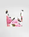 Dolce & Gabbana Cotton Bralette Top With Rose Print In Print