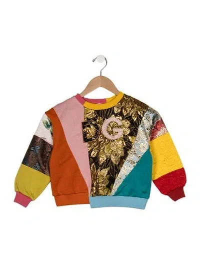 Pre-owned Dolce & Gabbana Babies' Cotton Brown And Multicolor Patterned Sweater With Metallic Accents