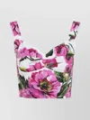 Dolce & Gabbana Printed Poplin Bustier Top In Purple
