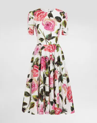 Dolce & Gabbana Cotton Calf-length Babydoll Dress In Print