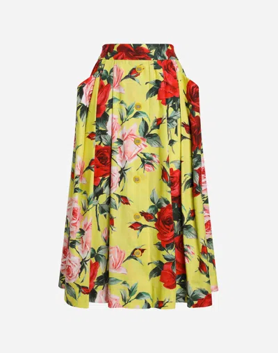 Dolce & Gabbana Cotton Calf-length Skirt With Bouquet Print