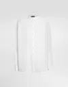 Dolce & Gabbana Cotton Canvas Mandarin Shirt In White