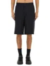 Dolce & Gabbana Black Bermuda Shorts With Pockets In Linen Man