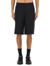 Dolce & Gabbana Black Bermuda Shorts With Pockets In Linen Man In Black