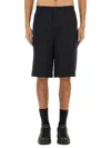 Dolce & Gabbana Black Bermuda Shorts With Pockets In Linen Man In Black
