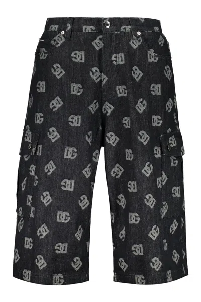 Dolce & Gabbana Cotton Cargo Bermuda Shorts In Denim