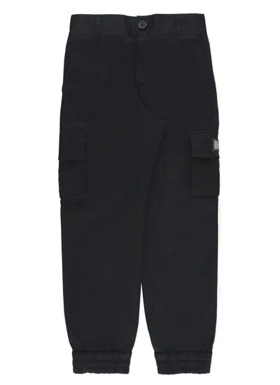 Dolce & Gabbana Kids' Cotton Cargo Pants In Black