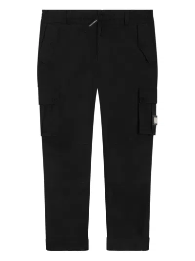 Dolce & Gabbana Kids' Cotton Cargo Pants In Black