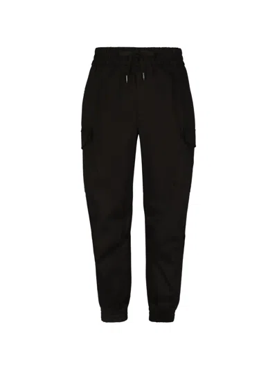 Dolce & Gabbana Cotton Cargo Pants With Branded Tag In Black