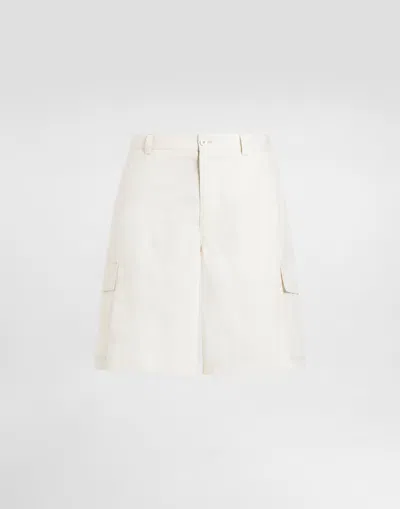 Dolce & Gabbana Cotton Cargo Shorts In White