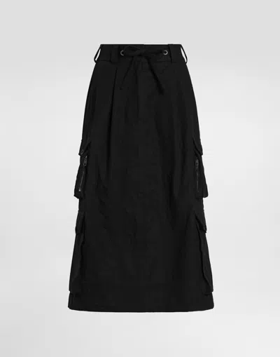 Dolce & Gabbana Cotton Cargo Skirt In Black