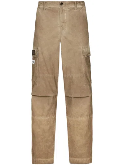 Dolce & Gabbana Cotton Cargo Trousers In Beige