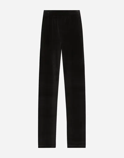 DOLCE & GABBANA COTTON CHENILLE JOGGING PANTS WITH DG LOGO