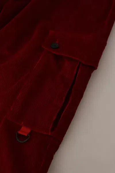 Dolce & Gabbana Cotton Corduroy Cargo Pants In Red