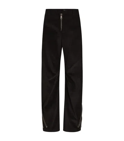 Dolce & Gabbana Cotton Corduroy Cargo Trousers In Black