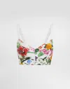 Dolce & Gabbana Corset Bralette Top With Print In Print