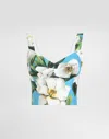 Dolce & Gabbana Cotton Corset Top With Gardenia Print In Print