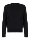 Dolce & Gabbana Men Black Sweater With Tonal Signature Logo In Silk Man In Black