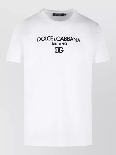Dolce & Gabbana Cotton Crew Neck Short Sleeve T Shirt In White