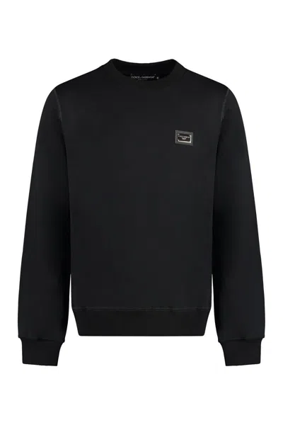 Dolce & Gabbana Cotton Crew-neck Sweatshirt In Black