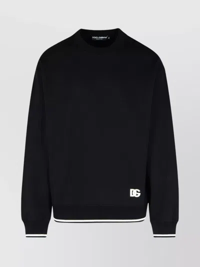 Dolce & Gabbana Cotton Crew Neck Sweatshirt In Black