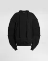 Dolce & Gabbana Ruffled-sleeve Drawstring Sweatshirt In Black