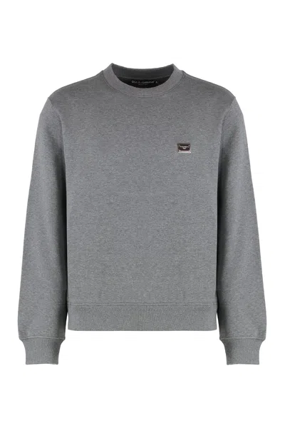 Dolce & Gabbana Cotton Crew-neck Sweatshirt In Grey