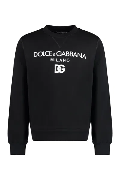 Dolce & Gabbana Cotton Crew-neck Sweatshirt In Nero