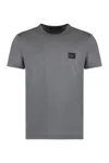 Dolce & Gabbana Grey Crewneck T-shirt With Logo Plaque