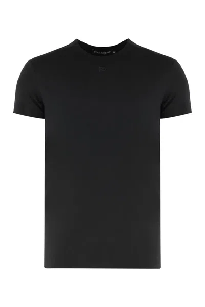 Dolce & Gabbana Embroidered Basic Short-sleeved T-shirt In Black