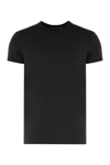Dolce & Gabbana Black Crewneck T-shirt With Tonal Logo Lettering Embroidery On The Front In Cotton Stretch Man