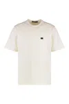 Dolce & Gabbana White T-shirt With Crew Neck And Applied Logo Plate On The Chest In Cotton Man In White