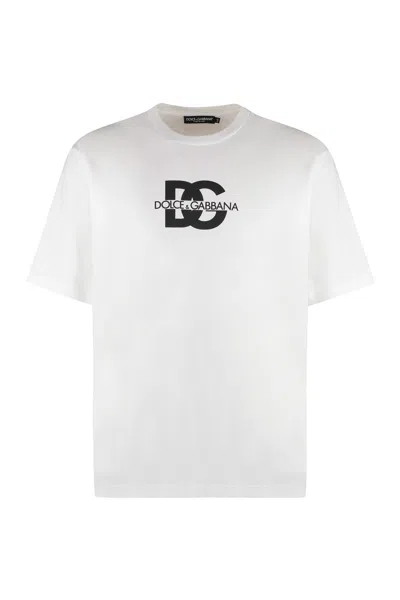 Dolce & Gabbana Cotton Crew-neck T-shirt In Bianco